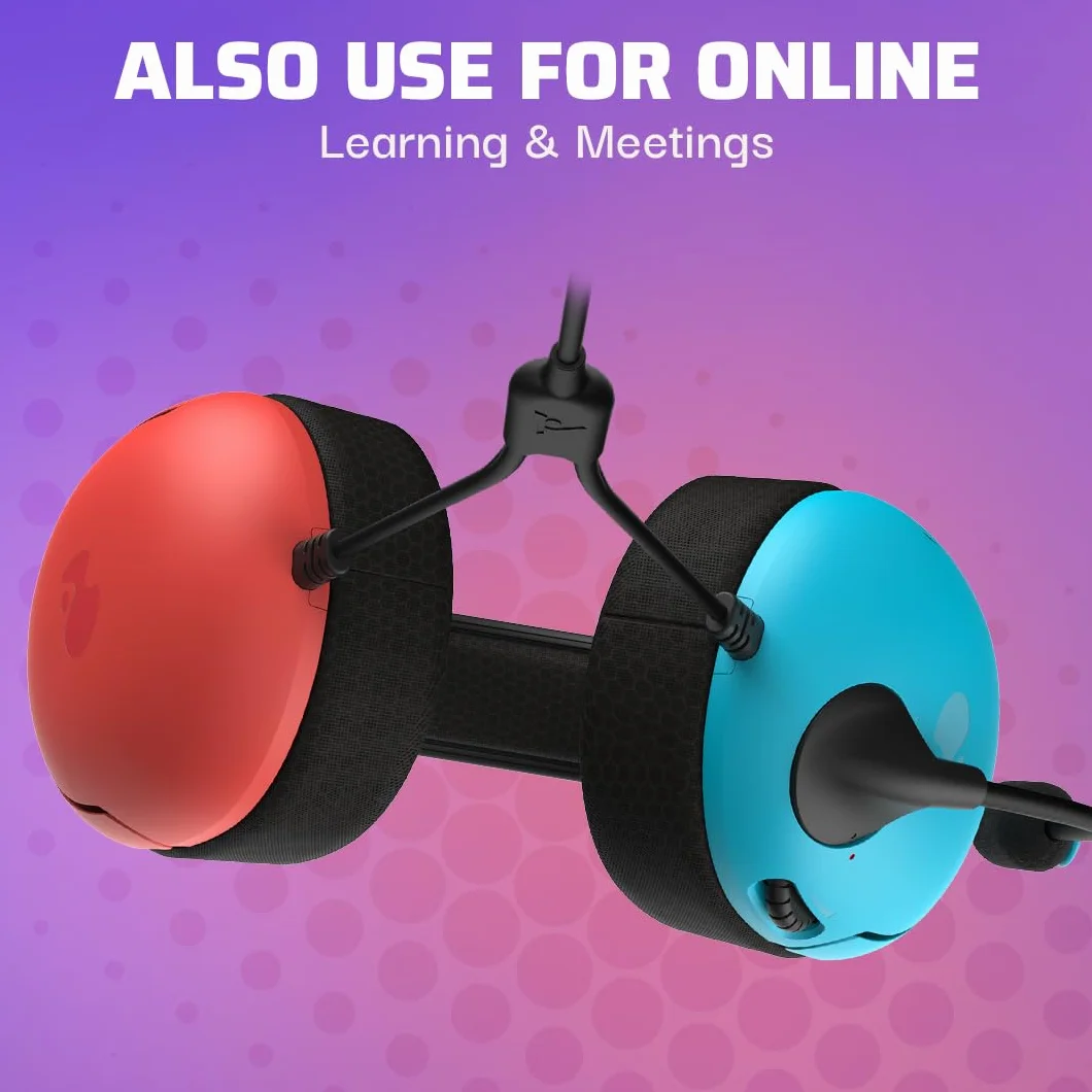 PDP Gaming LVL40 Stereo Headset for Nintendo Switch PC iPad Mac Laptop - Noise Cancelling Microphone Lightweight On Ear Headphones Blue Red