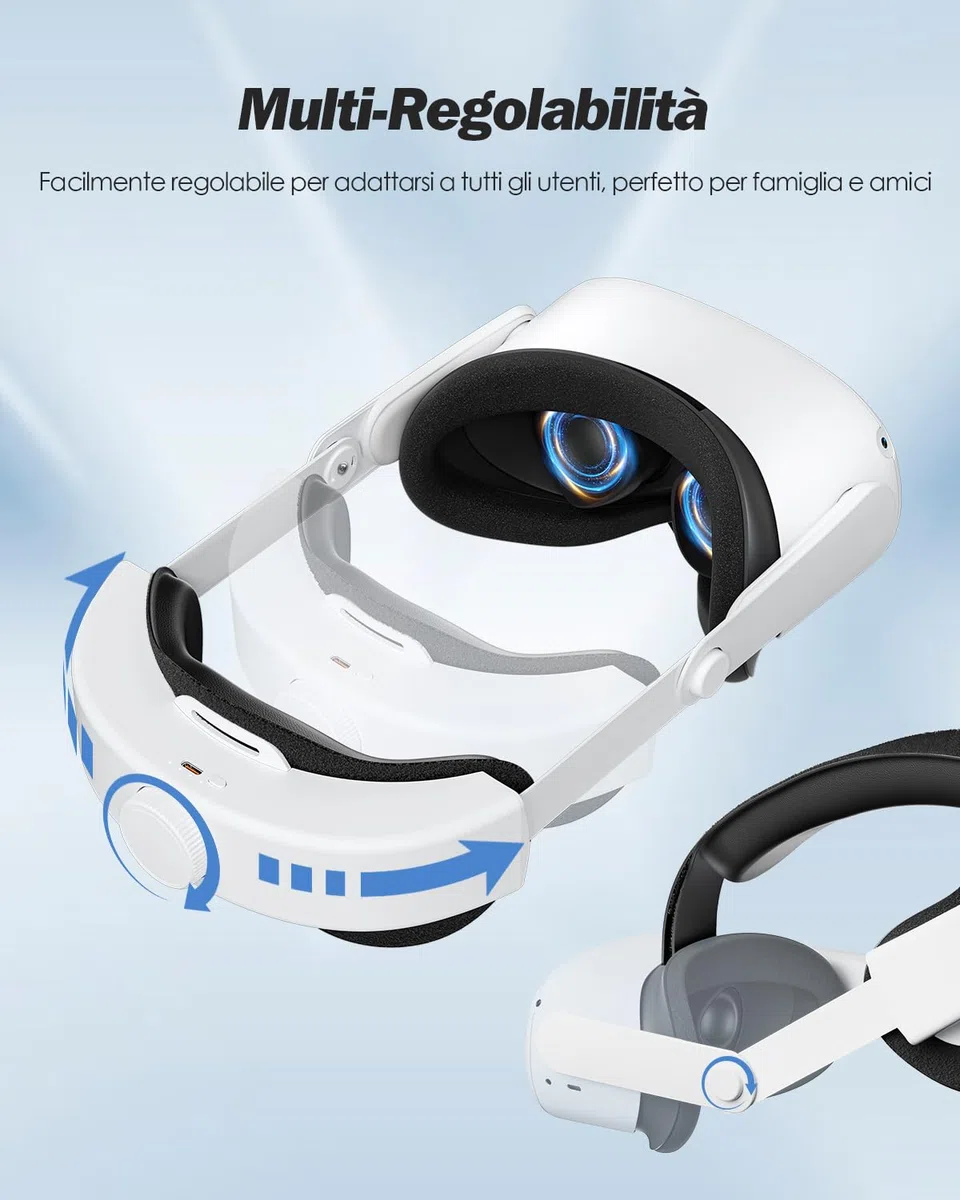 SUPERUS Cinturino per Testa con Batteria per Quest 2 Auricolari Ricambio Cinturino Elite Regolabile Meta Oculus Quest 2 Accessori