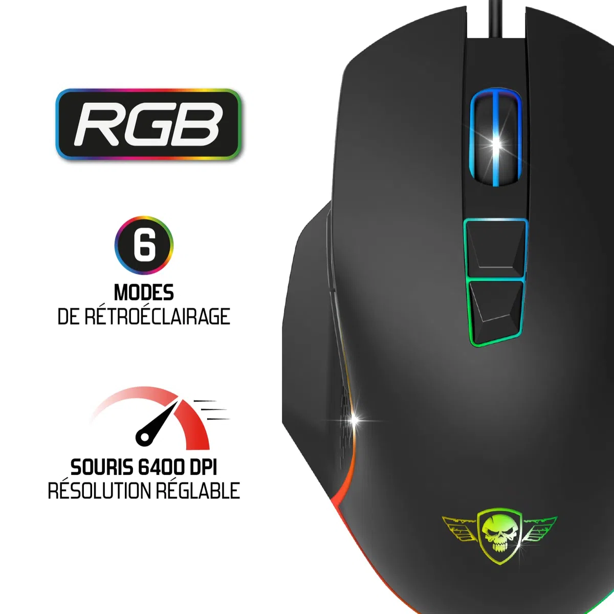 SPIRIT OF GAMER Pro-MKH5 - Kit Gaming 4 in 1 - Tastiera RGB AZERTY Anti-Ghosting, Mouse 7 Pulsanti 6400 DPI, Cuffie, Tappetino Antiscivolo - Compatibile con PC PS4 PS5 Xbox One Mac