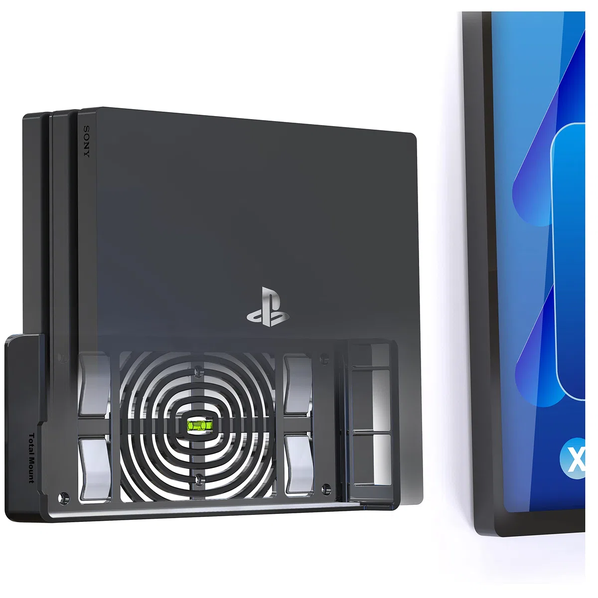 Innovelis TotalMount Staffa da parete PlayStation 4 Pro con livella a bolla d'aria, Nero