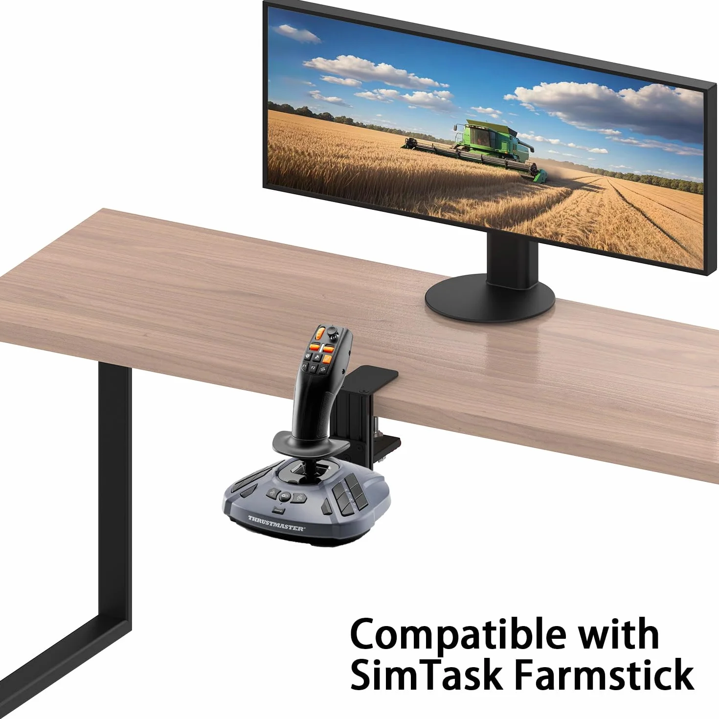 Supporto da scrivania in metallo compatibile con Thrustmaster SimTask Farmstick, T-Flight One, Hotas 4, Hotas X, T16000M FCS, TCA Sidestick, Sol-R1, Sol-R2
