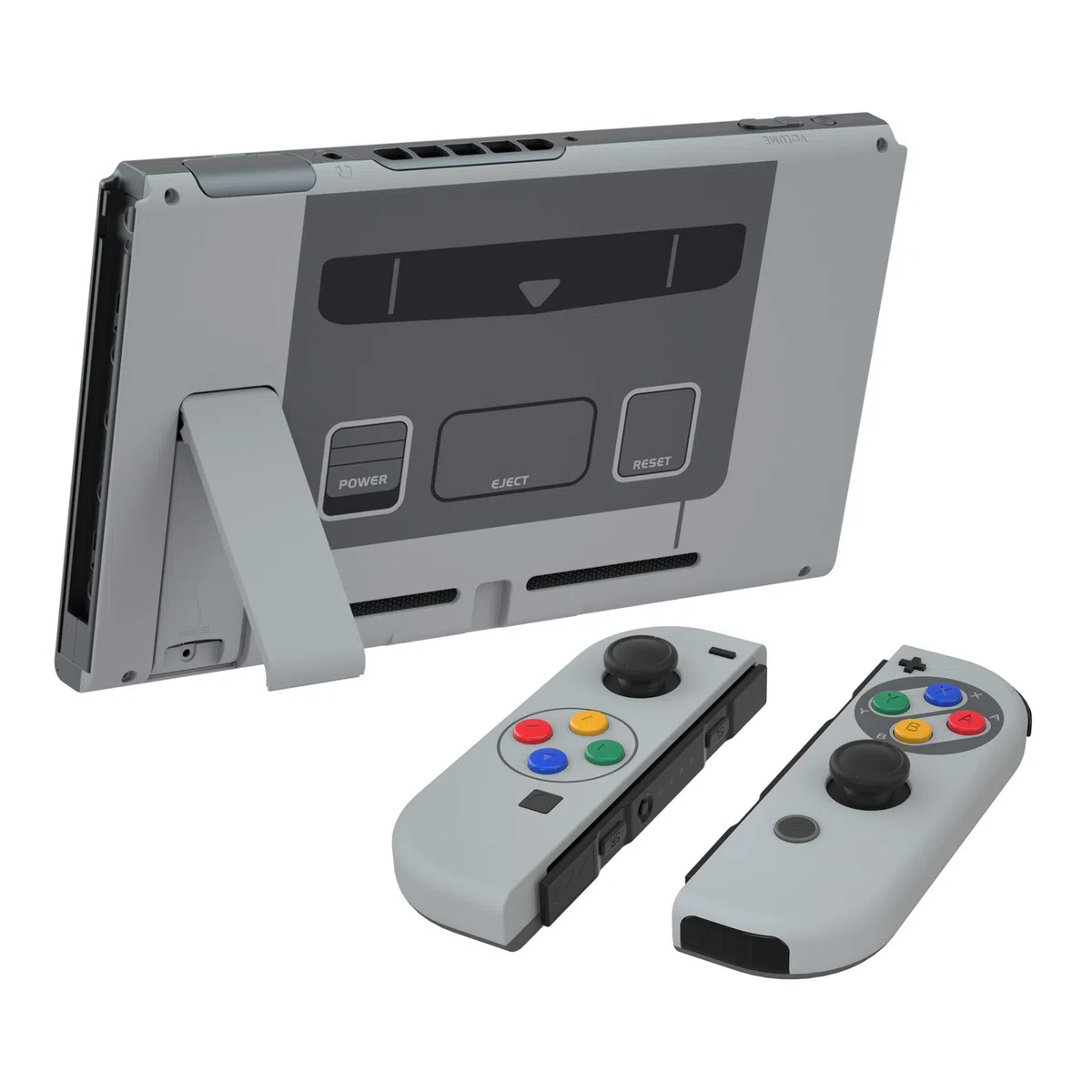 eXtremeRate Cover Pulsanti Tasti Ricambio per Nintendo Switch Console Joycon,Custodia Shell Case Guscio Scocca DIY Kit Ricambio per Nintendo Switch-Stile SFC SNES Classic EU