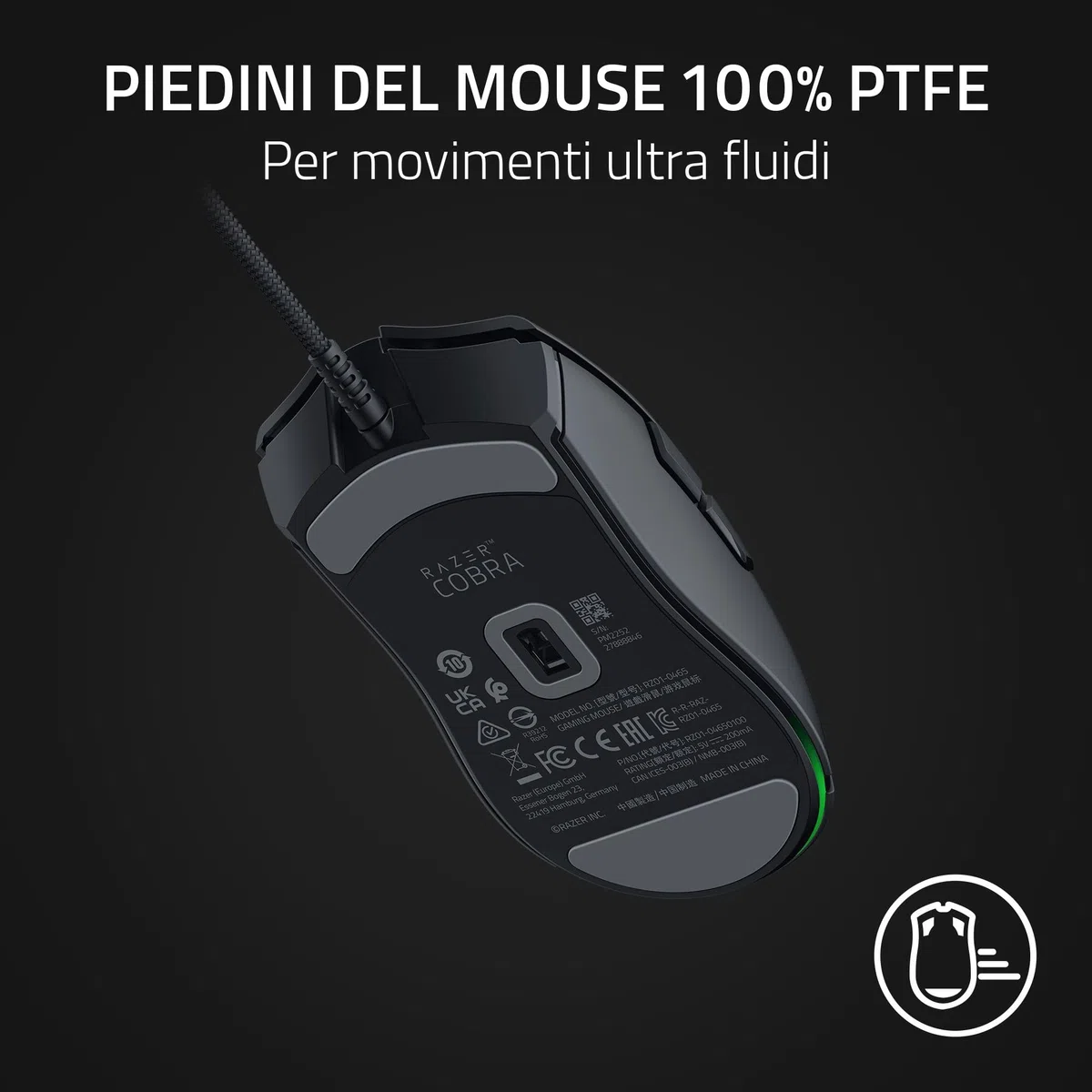 Razer Cobra Mouse da gioco cablato leggero Chroma RGB 57g Nero