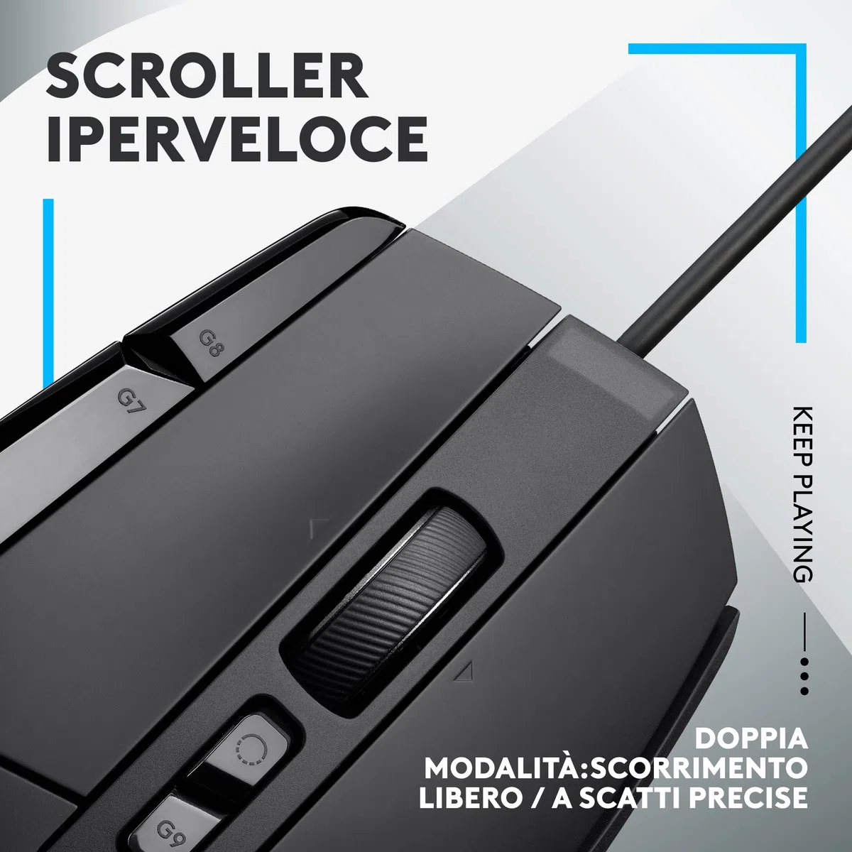 Logitech G G502 X Mouse Gaming Cablato - Switch Principali Ottico-Meccanici Ibridi LIGHTFORCE, Sensore per Gaming HERO 25K, Compatibile con PC, East Europe package - macOS/Windows - Nero