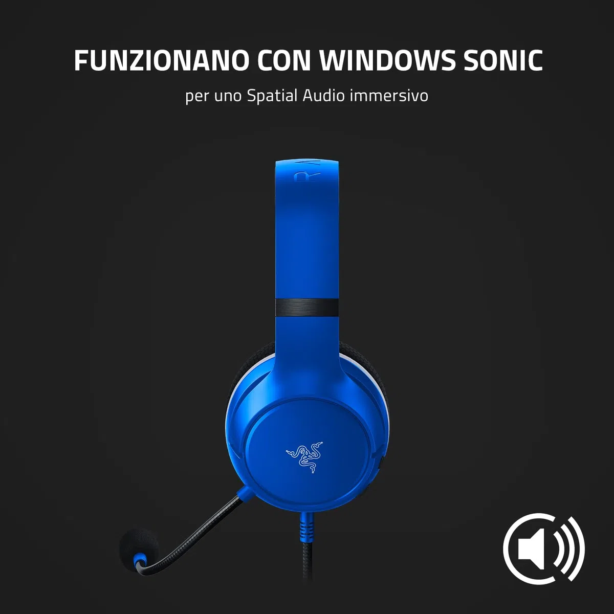 Razer Kaira X Cuffie da Gioco Cablate per Xbox Series X, S 50mm Microfono Cardioide Hyperclear Blu