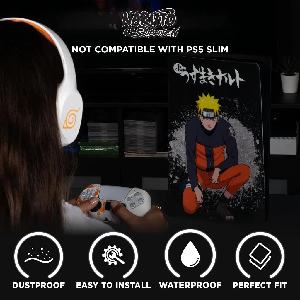 Konix Naruto Shippuden Custodia protettiva per console PS5 - Silicone - Antiurto - Antigraffio - Disegno Naruto - Nero