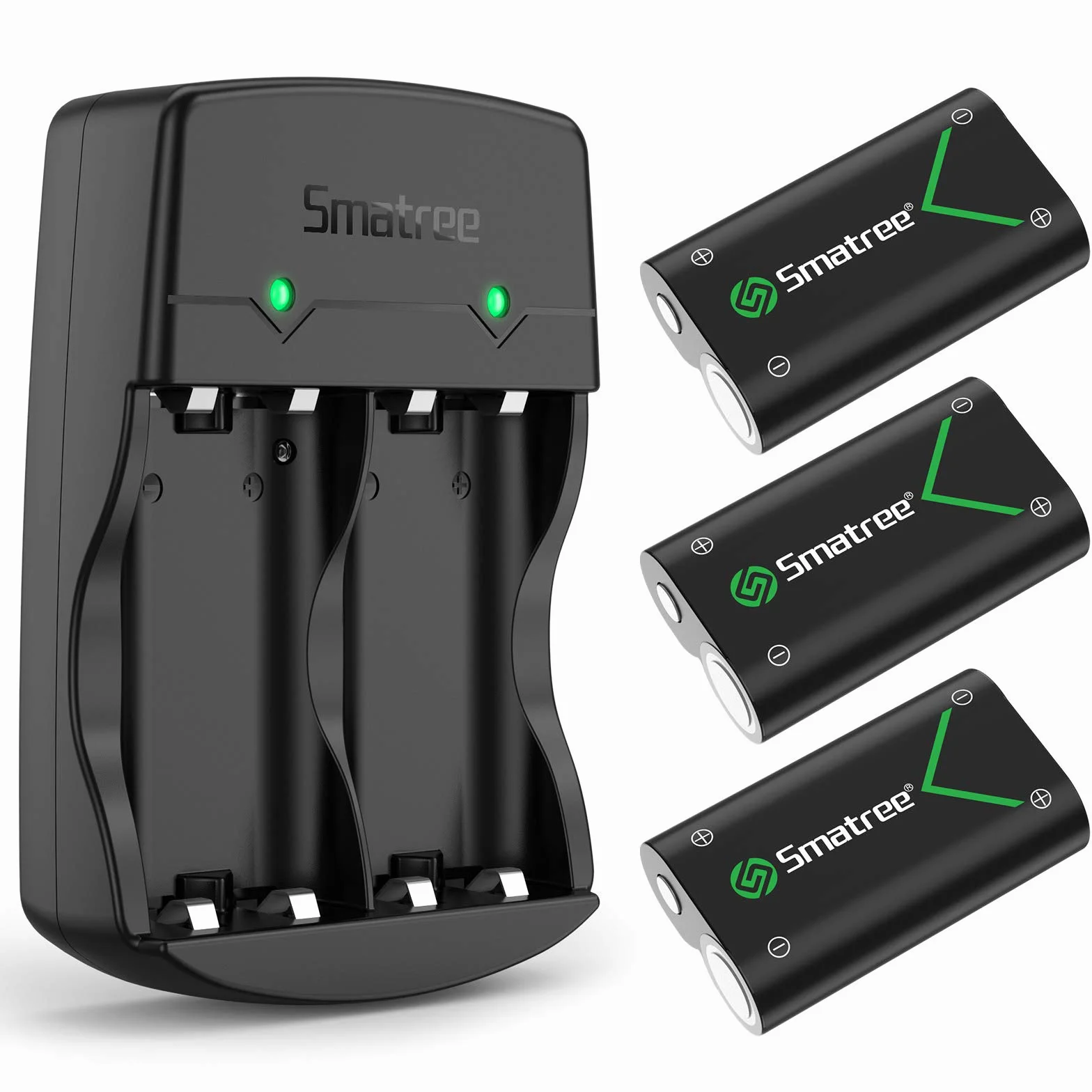 Smatree Kit di batterie ricaricabili per controller Xbox Series X/Xbox Series S/Xbox One/Xbox One S/Xbox One X/Xbox Elite Wireless,2000mAh (3-Pack) NI-MH Batterie e caricabatterie con 2 slot