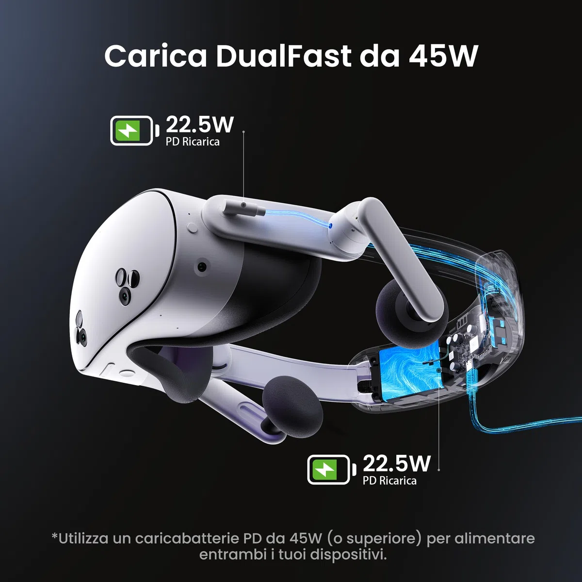 KIWI design K4 Duo Auricolare Cinturino con Batteria per Quest 3/3S Accessori VR Ricarica Rapida
