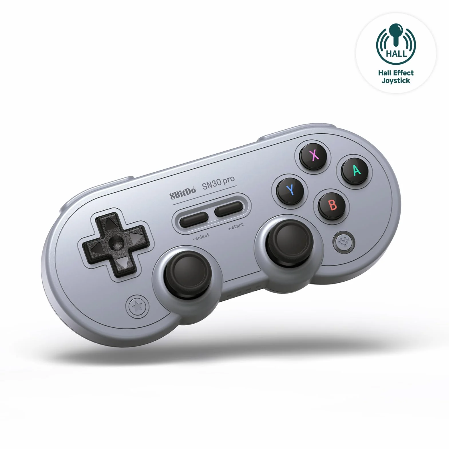 8BitDo SN30 Pro Bluetooth Controller with Hall Effect Joystick for Switch PC macOS Android Steam Deck & Raspberry Pi Gray