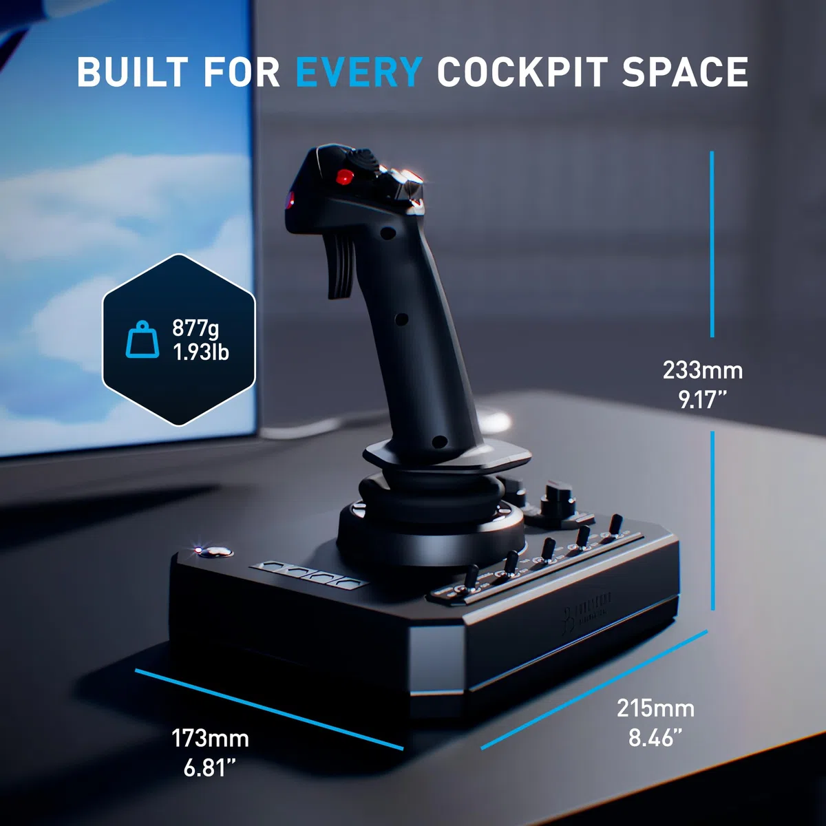 Honeycomb Foxtrot Aviation Stick – Flight stick per simulazione di volo, meccanismo gimbal premium, sensori Hall Effect 16-bit, design ambidestro, compatibile con MSFS 2024/2020 per PC & Mac [Mac]