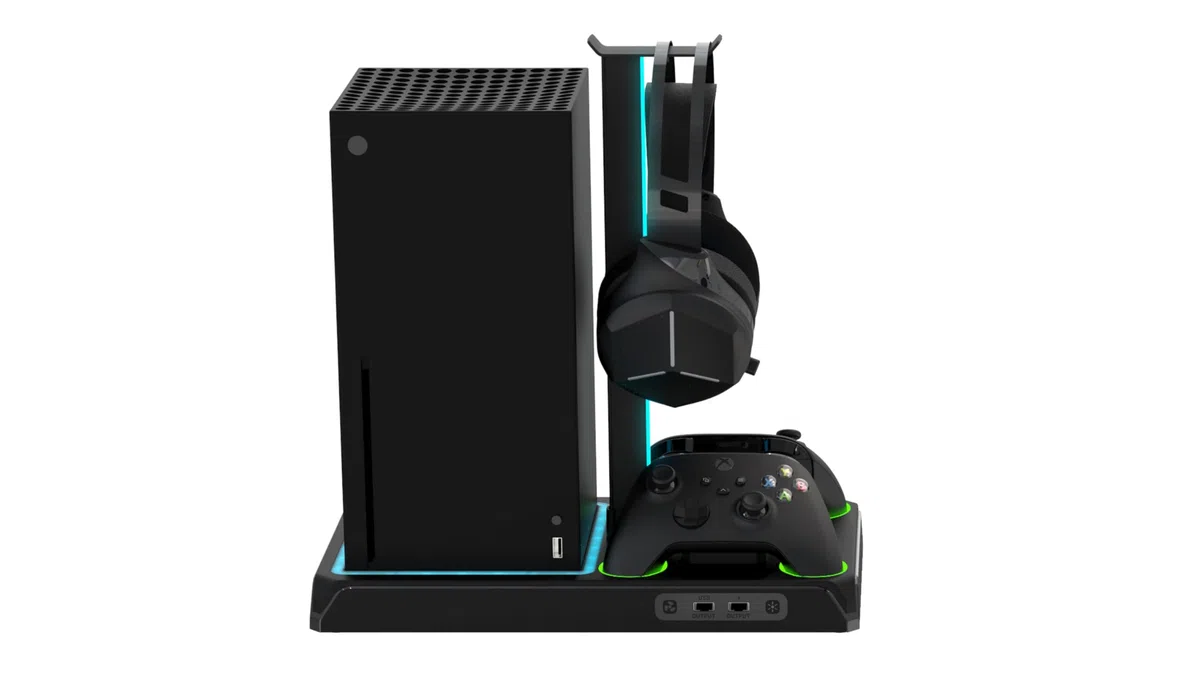 Imp Gaming DLX LED Twin Charging Tower With Cooling Fans & Game Storage Stand Xbox Series X