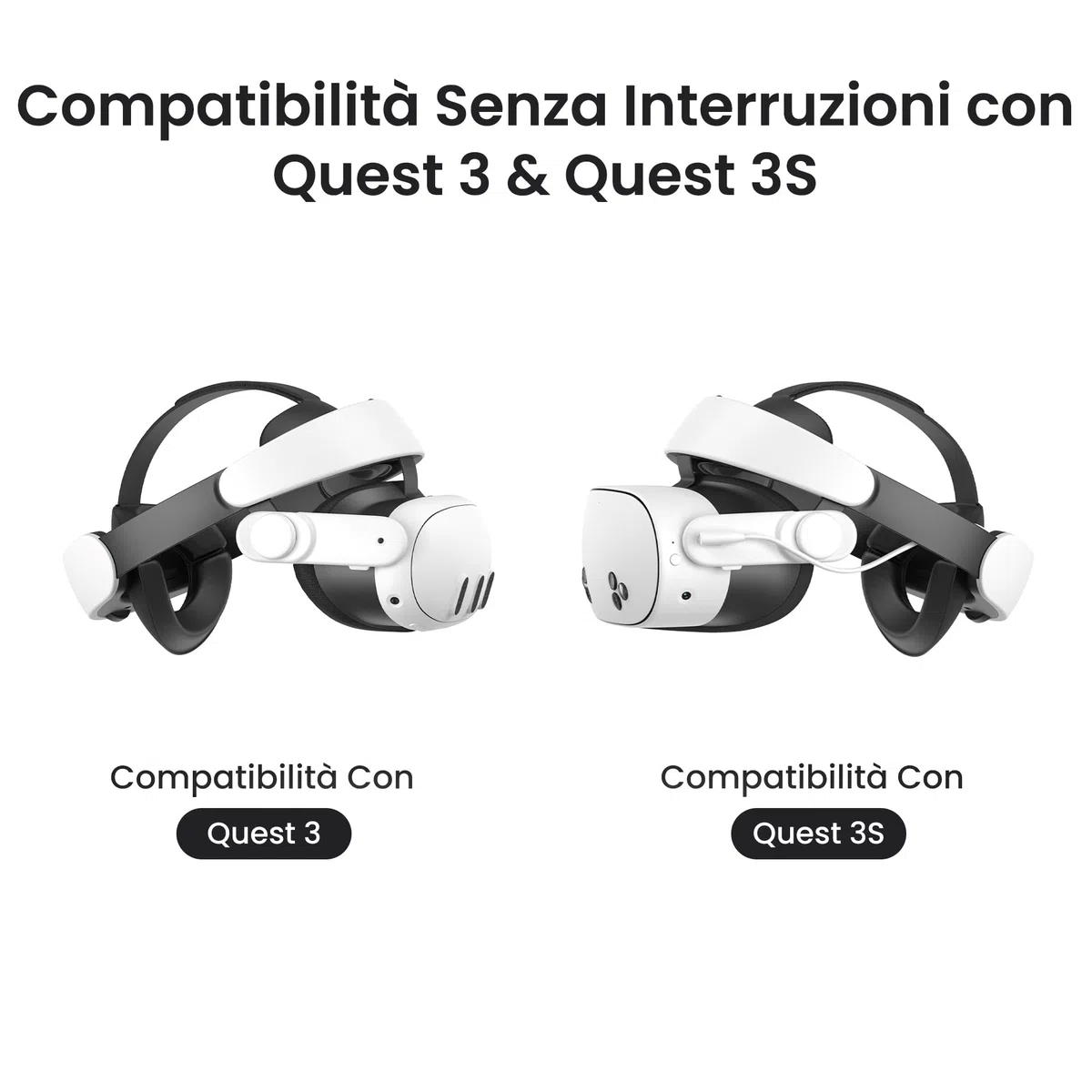 KIWI design H4 Boost Cinturino per la Testa della Batteria Compatibile con Meta Quest 3/3S Confort Cinturino Halo