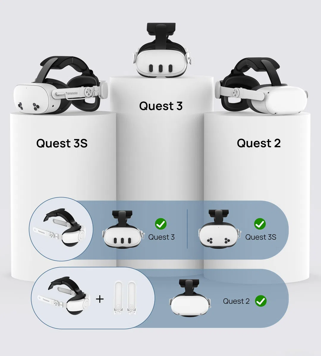 Cinturino Elite con Batteria 10000mAh per Meta Quest 3S/Quest 3/Quest 2, Regolazione Retrattile a Un Solo Pulsante