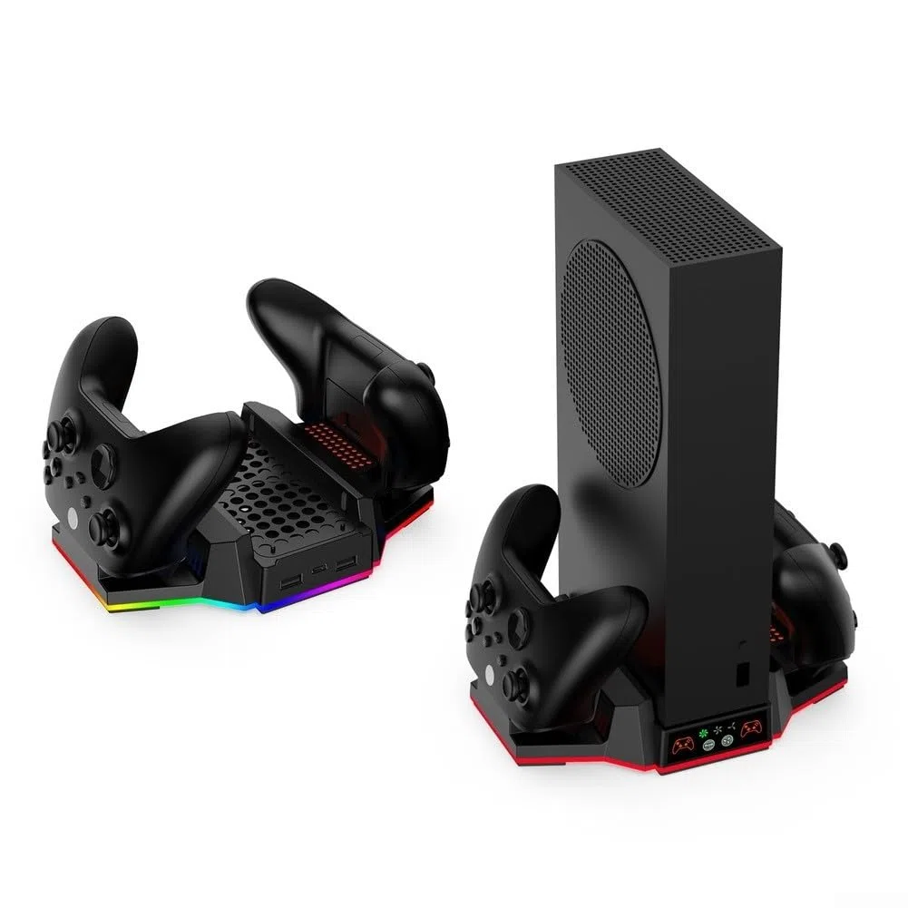 Stazione di Ricarica Doppio Controller con Ventole e Luci LED RGB per Xbox Series S, Supporto Console Nero