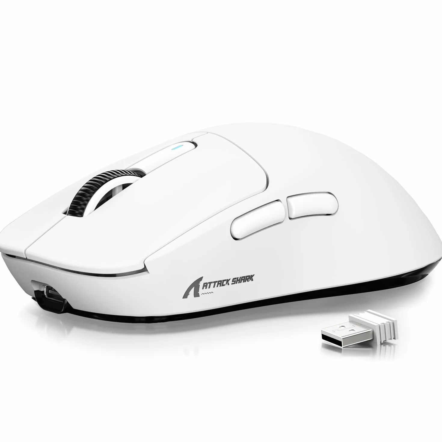 ATTACK SHARK X3 49g Mouse Ultraleggera, Sensore Gaming PixArt PAW3395, Mouse da Gaming Wireless/Cavo BT/2.4G, 26000 DPI, 200 Ore di Batteria, Mouse per Ufficio per Win11/Xbox/PS/Mac (Bianco)