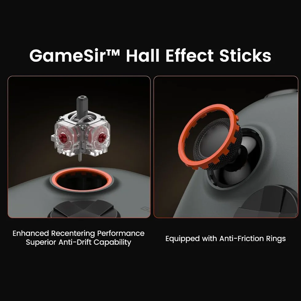 GameSir Nova 2 Lite Controller wireless con joystick ad effetto Hall e trigger, frequenza di polling 2.4G e Wired 1000Hz, Turbo, PC GamePad compatibile con PC/Switch/Steam/iOS/Android (nero)