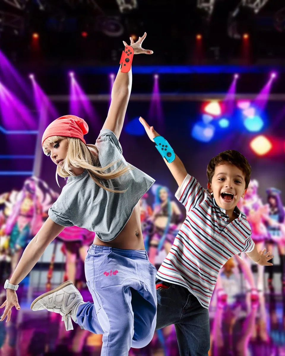 Bracciali Compatibile con Dance 2024 2023 2022 2021, Cinghie da Ballo Elastiche e Regolabili per Switch & Switch Oled, Confezione da 2 per Adulti e Bambini,Rosso e Blu