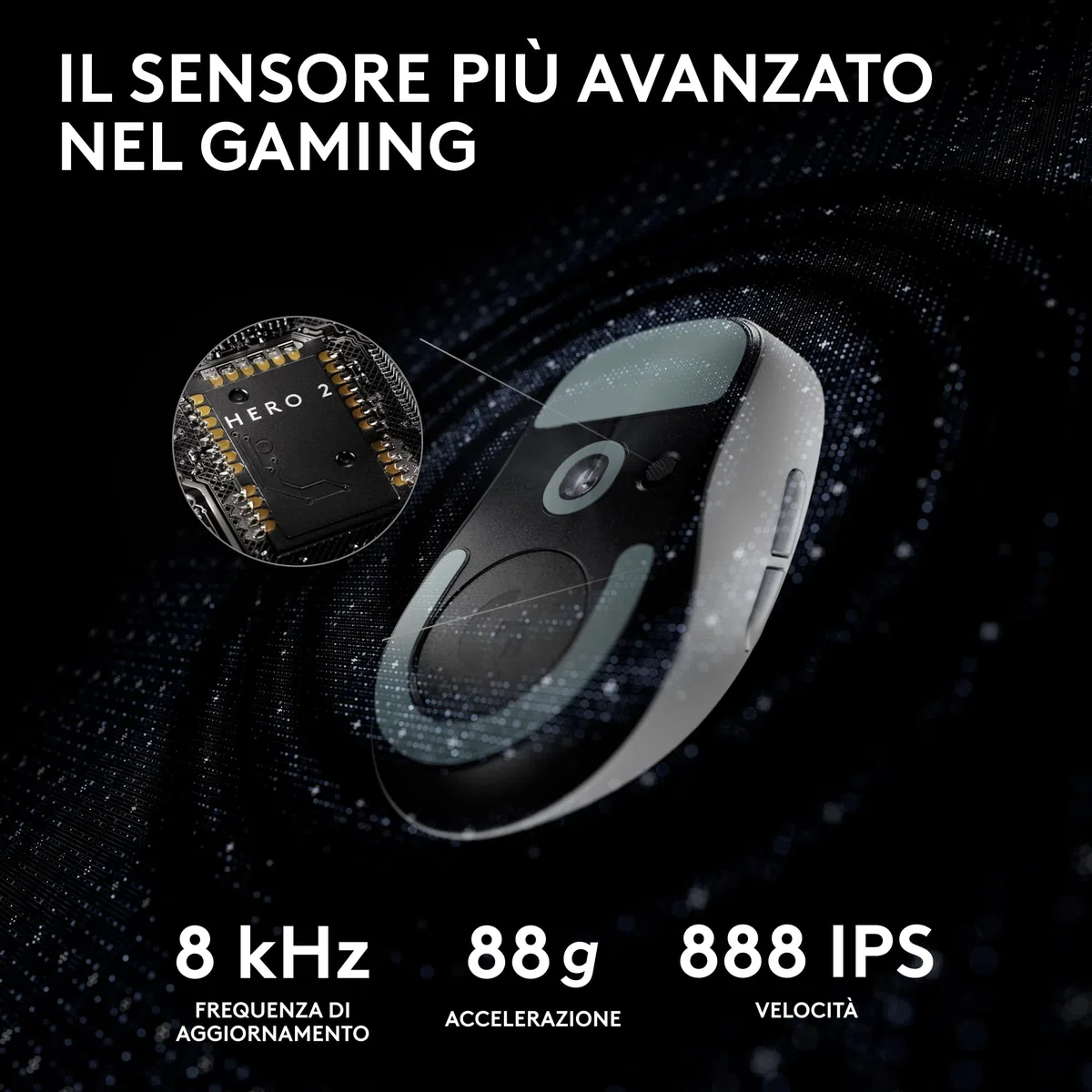 Logitech G PRO X SUPERLIGHT 2 LIGHTSPEED gaming mouse wireless 60g HERO 2 44K DPI USB-C Bianco