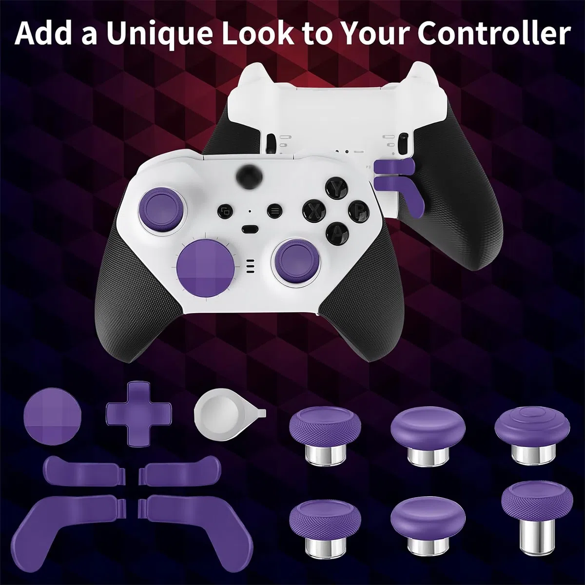 inRobert Set di Bottoni Magnetici in Metallo per Xbox Elite Controller Series 2 Accessori, Inclusi 6 Joystick di Placcatura in Metallo, 4 Paddle, 2 Cuscinetti a D, 1 Strumento di Regolazione (Viola)