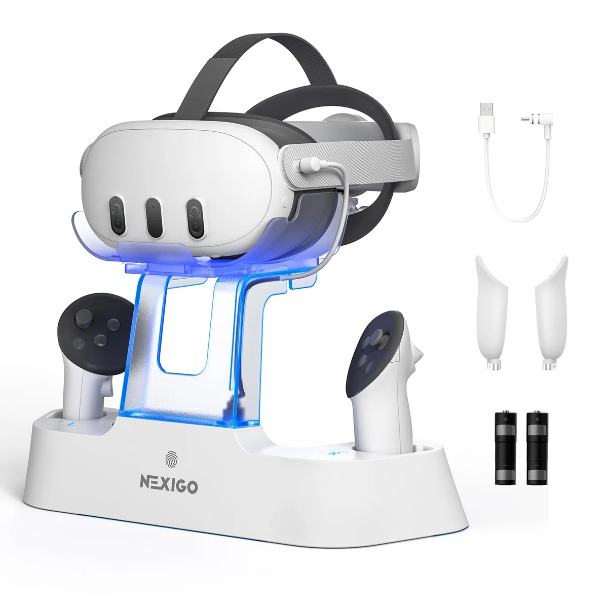 NexiGo Charging Dock LED Light for Oculus Quest 3 with Elite Strap Battery Support