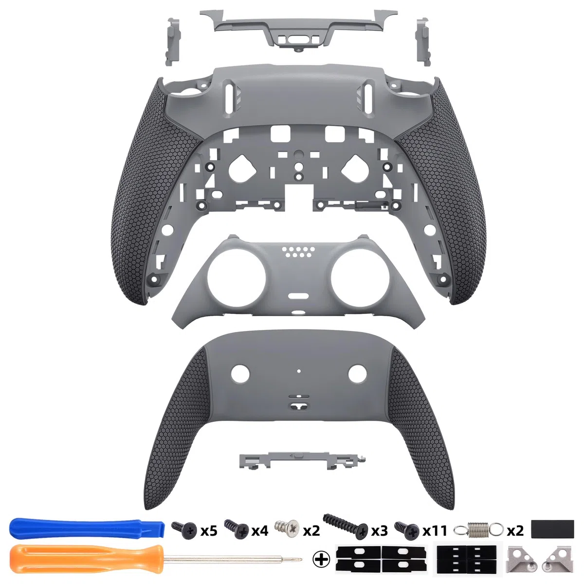 eXtremeRate Beyond-ARC Cover Posteriore con Grip Gommato Compatibile con ps5 Edge Controller, Shell Scocca Frontale Custodia Inferiore Compatibile con ps5 Edge Joystick, Grigio Ardesia Chiaro
