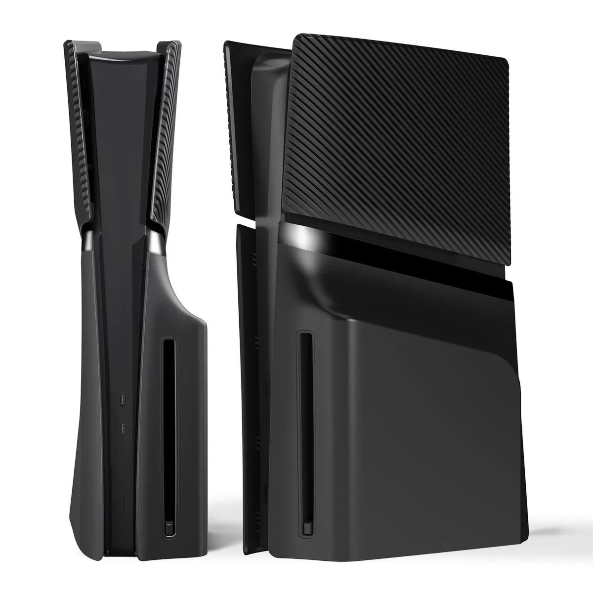 eXtremeRate eXcover Copertura Ricambio Compatibile con ps5 Slim Console Disc Edition, Cover Coperchio Custodia Placca Shell Ventilata per ps5 Slim Disc Console, Nero