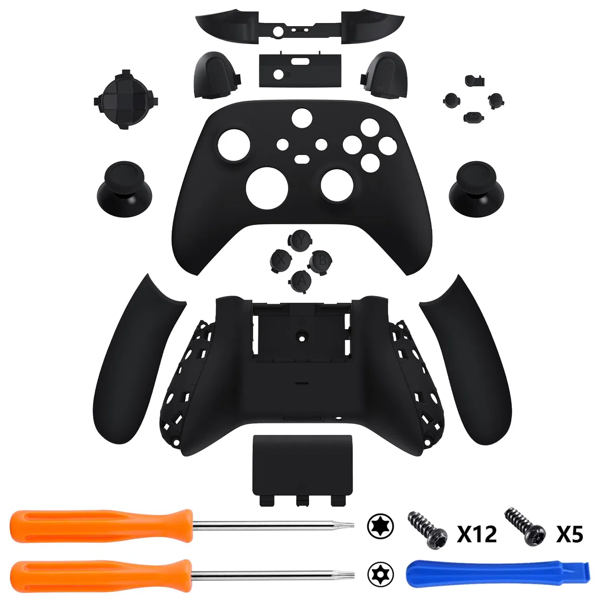 eXtremeRate Cover Custodia Grip Tasti Ricambio per Xbox Series X S Controller Copertura Pulsanti Tigger Analogici Grilletti per Xbox Series X S Joystick Model 1914-Nero