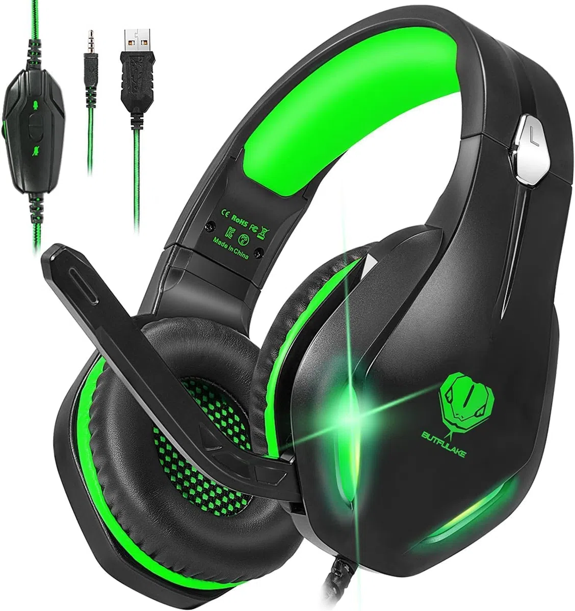 Cuffie Gaming con Microfono per PS5 PS4 Xbox PC Nintendo Switch - Over Ear Auricolari Gamer con Filo - Audio Stereo Headphones Cancellazione Rumore