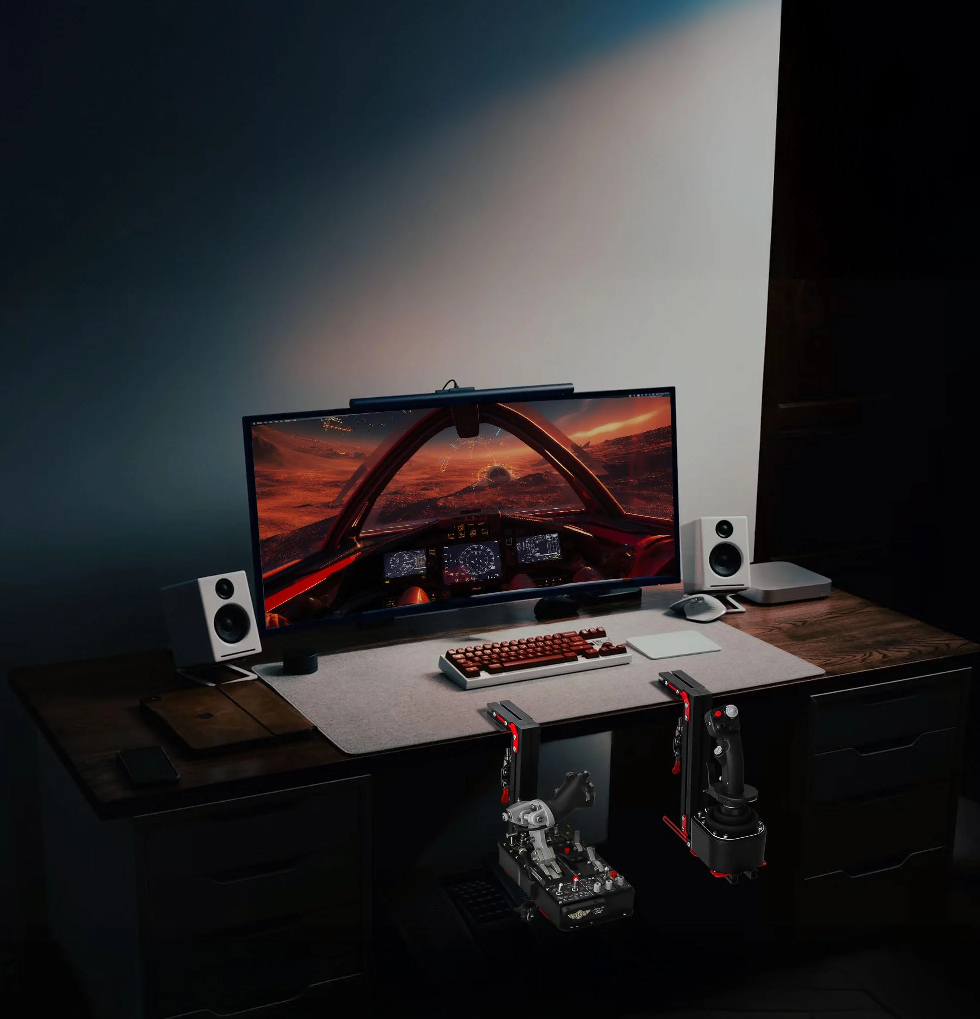 J-Pein The Steel Supporto da scrivania per sistemi Joystick, acceleratore e hota. Supporta completamente Quasi tutti i dispositivi di controllo della SIM di volo. (Non Incluso)