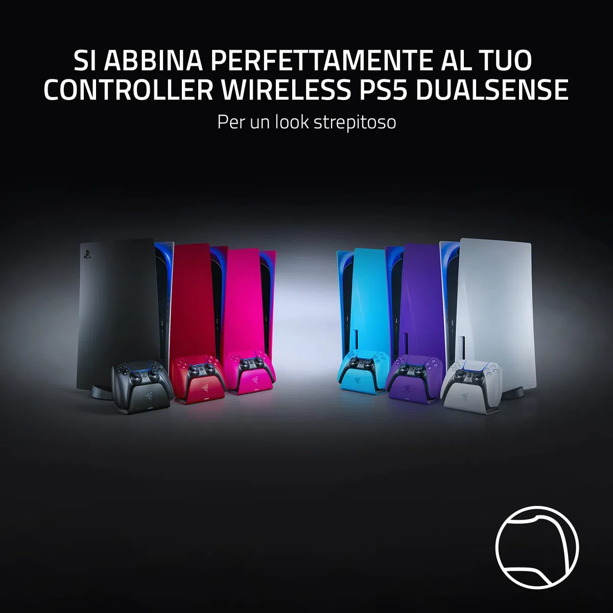 Razer Base di Ricarica Rapida Universale per PS5 - Caricabatterie Rapido per controller PS5 (Ricarica Rapida, Compatibilità Universale, Sistema a Contatto Magnetica) Midnight Black