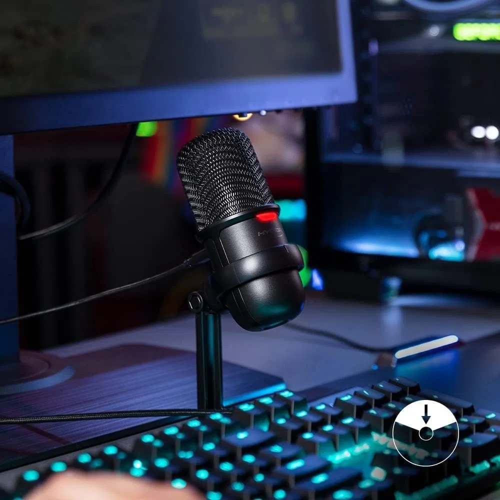 HyperX Solocast, Microfono da gaming, USB a condensatore, Sensore Tap-To-Mute, Registrazione 24bit/96 kHz, per Gaming, Streaming, Podcast, Twitch, Youtube, Compatibile con PC/PS5/PS4, USB-C, Nero