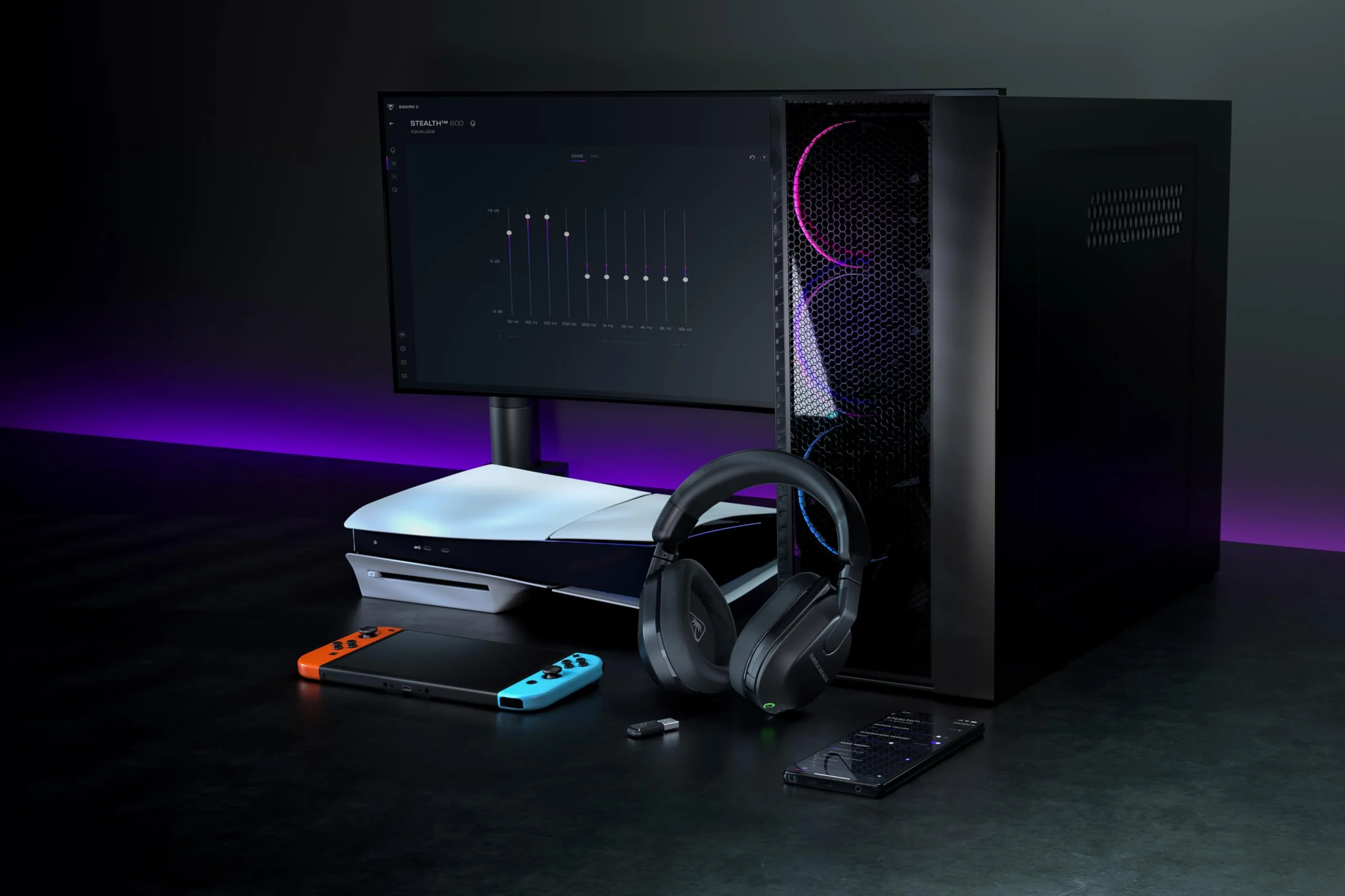 Turtle Beach Stealth 600 Nero PlayStation Cuffie da Gioco Wireless con 80 ora Batteria, Altoparlanti da 50mm e Bluetooth per PS5, PS4, PC e Mobile