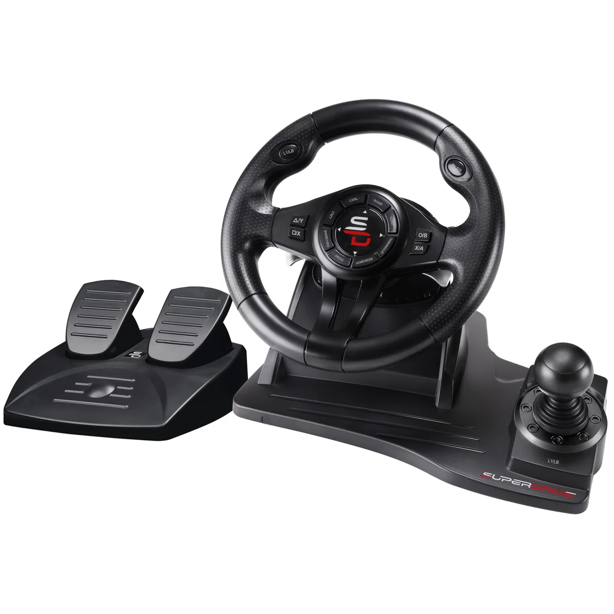 Subsonic Superdrive - Volante da corsa GS550 con pedali, paddles shifter, shifter e vibrazione per Switch Xbox Serie X/S, PS4, Xbox One, PC (programmabile per tutti i giochi)
