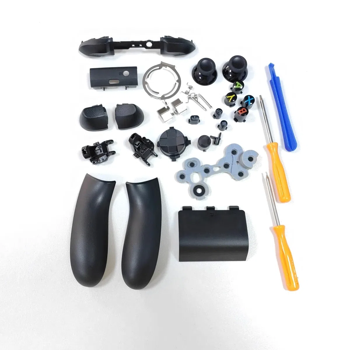 Kit Guscio di Ricambio per Controller Xbox Serie X/S - Custodia Telaio Centrale Guide Laterali Pulsanti ABXY Paraurti LB RB (Nero)