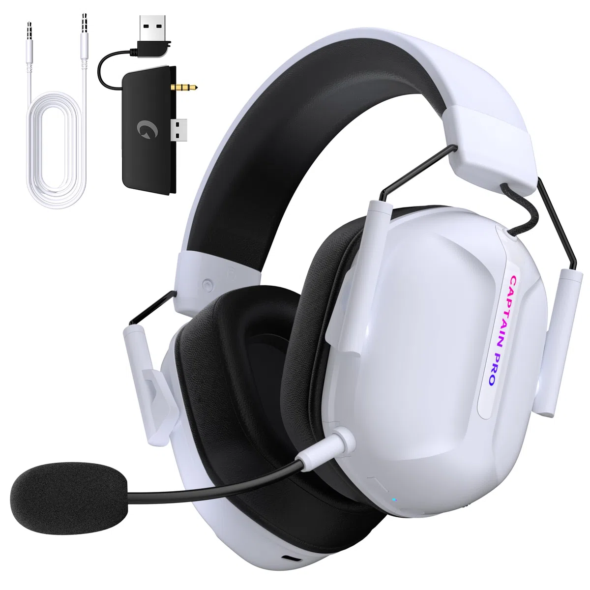 Cuffie Gaming Wireless per Xbox Series X|S, Xbox One, PS5, PC con Microfono, Suono Surround, Bluetooth 5.2, 60 Ore, Luce RGB - Bianco