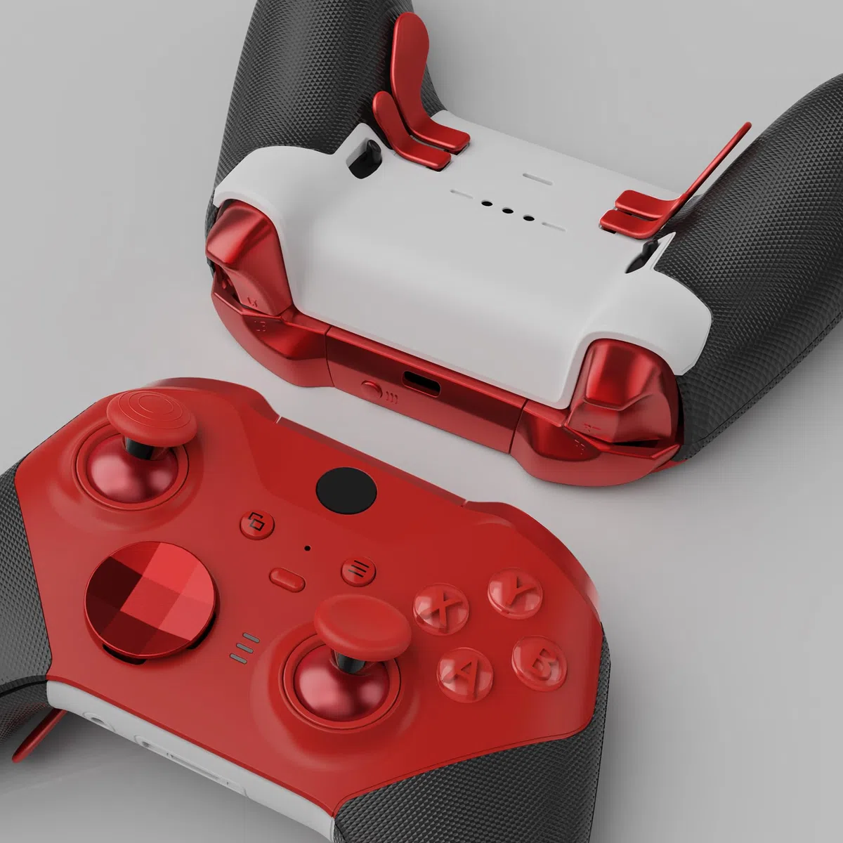 eXtremeRate 13 in 1 Palette Paddles Levette Analogiche Dpad Metallo per Xbox Elite Series 2 Wireless Controller,Analogici Magnetici Tasti per Xbox Elite Series 2 Joystick-Argento&Rosso Scarlatto