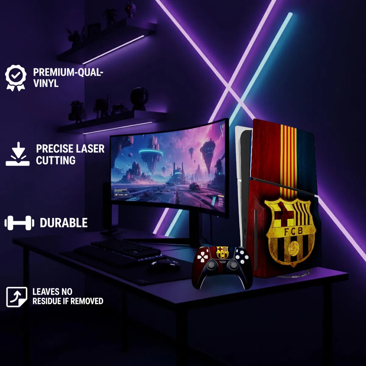 MaD Vision Skin Kit PlayStation 5 PS5 Digital Vinile Opaco FC Barcelona Design
