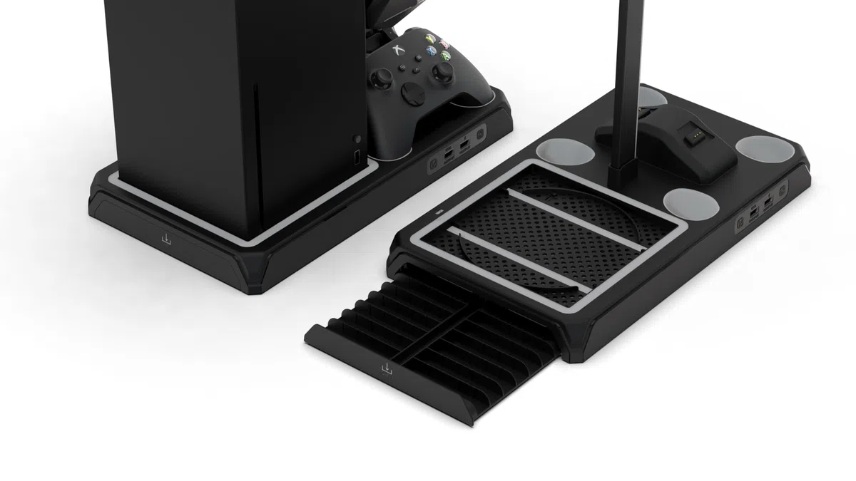 Imp Gaming DLX LED Twin Charging Tower With Cooling Fans & Game Storage Stand Xbox Series X