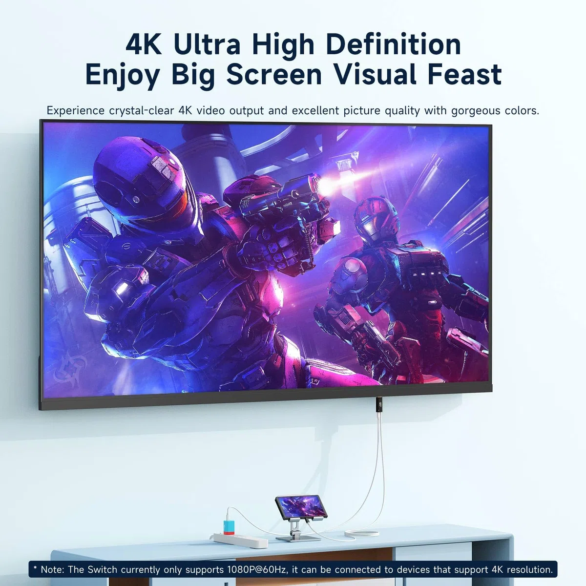 JINGDU USB Type C to HDMI Cavo Adattatore per TV per Switch/OLED only, Cavo di Conversione USB Type C 3 in 1 ad Alta Velocità 4K HDMI, Supporto TV/Steam Deck/Laptop/PC, 2m Bianco e Nero
