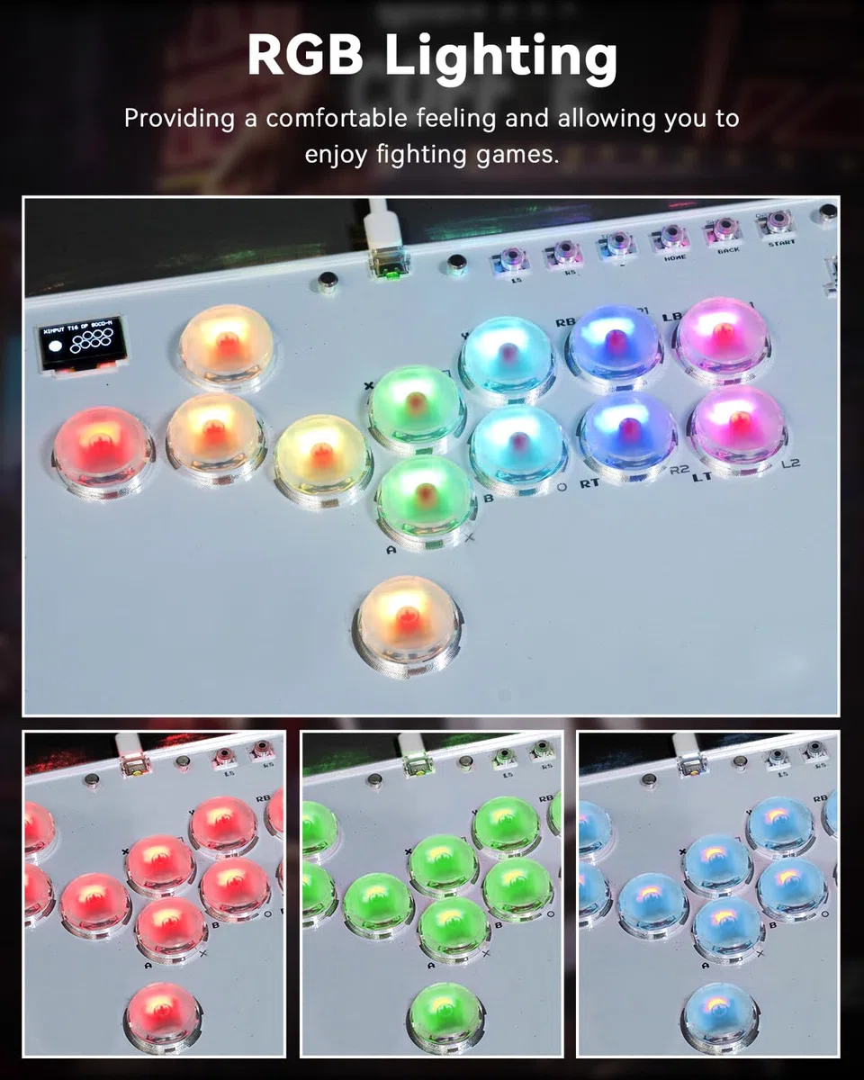 Sehawei Arcade Fight stick, Fighting Arcade Game Keyboard per PS4/Switch/PC/PS3/Steam Street Fight keypad with Turbo Functions & Custom RGB (T13)