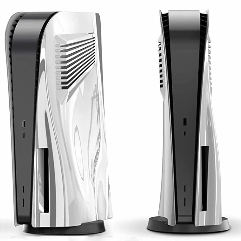 Custodia per Sony PS5 Disc Edition, Bocchetta di Cooling, Cover ABS Antiurto Antigraffio, Argento