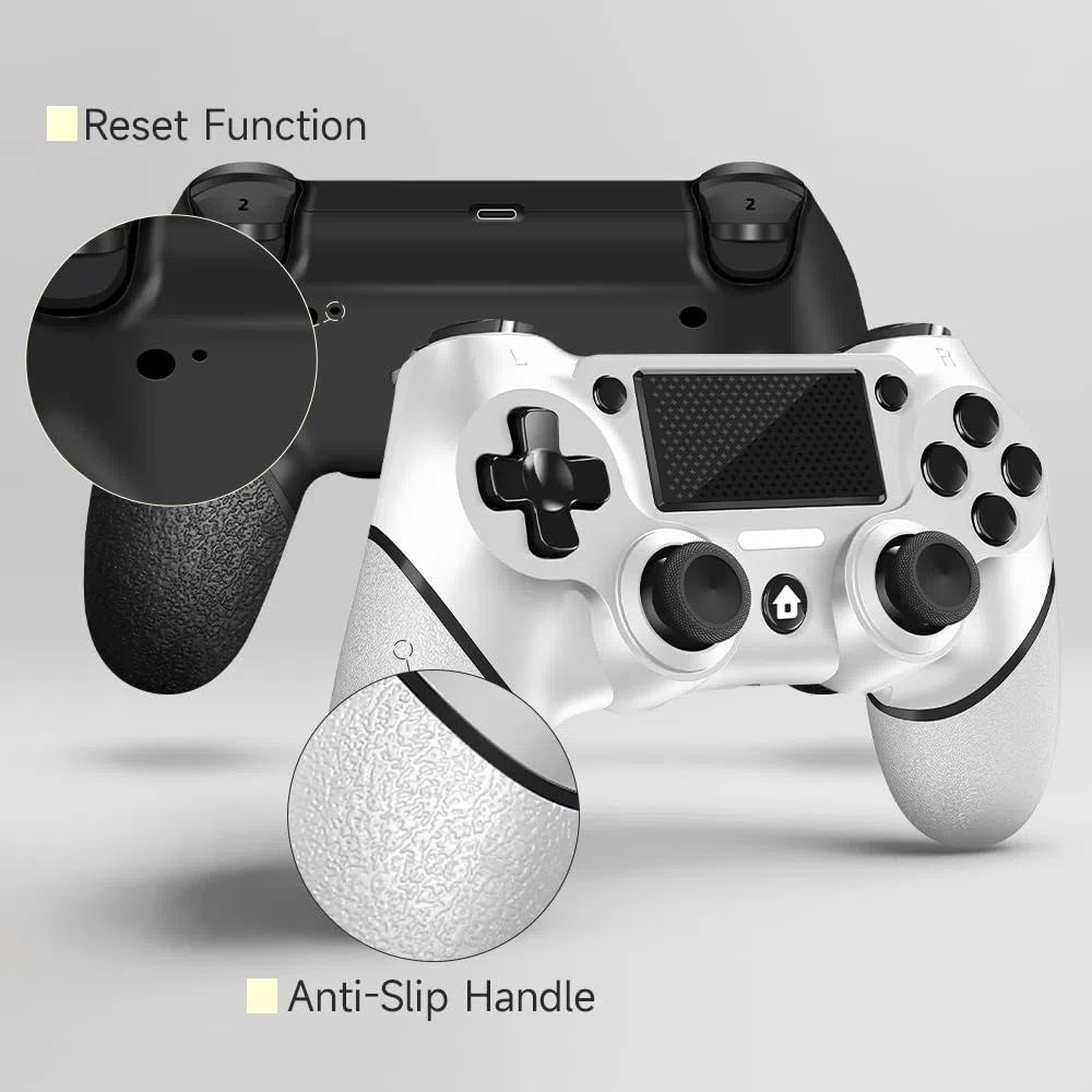 AceGamer Wireless Controller per PS4, Gamepad Joystick con Turbo, Doppia Vibrazione, 6-Axis Gyro, Pannello Touch (Bianco e Nero)