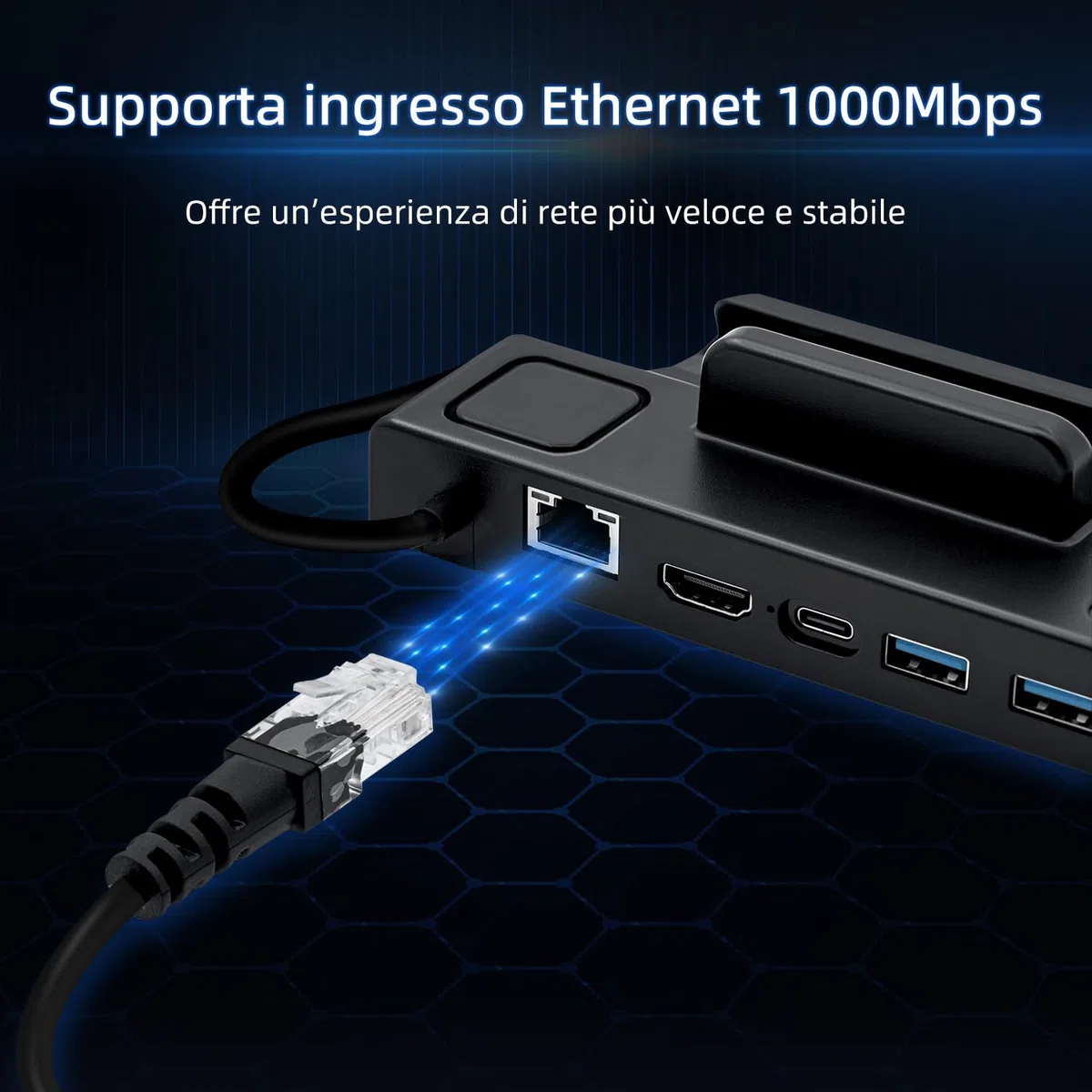 6 in 1 Steam Deck Docking Station, Caricatore con HDMI 2.0 4K@60Hz/Gigabit Ethernet/Ricarica Rapida PD 100W/3 Porta USB 3.0 per Steam Deck/Nintendo Switch/Switch OLED/ROG ALLY/Legion go/MSI Claw
