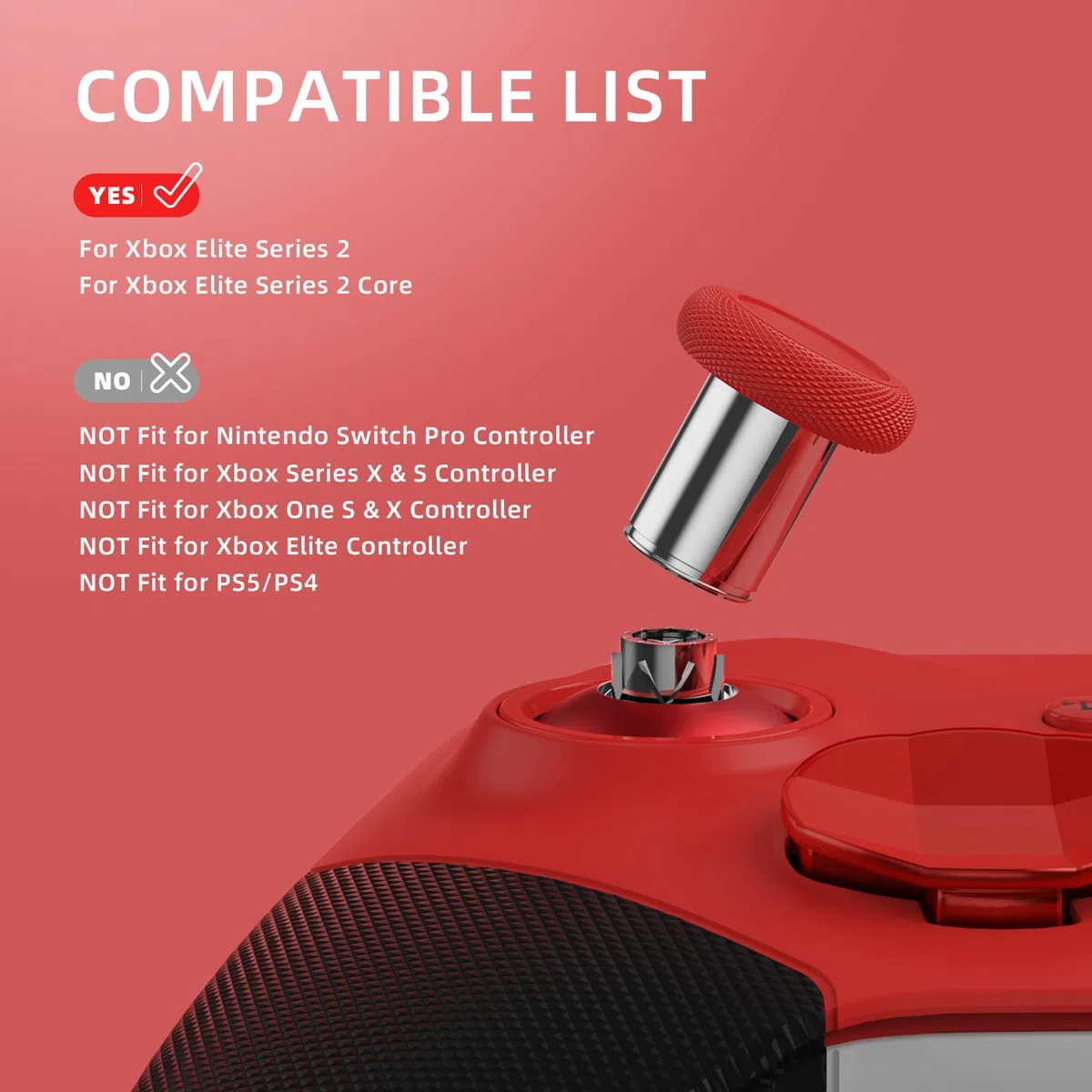 eXtremeRate 13 in 1 Palette Paddles Levette Analogiche Dpad Metallo per Xbox Elite Series 2 Wireless Controller,Analogici Magnetici Tasti per Xbox Elite Series 2 Joystick-Argento&Rosso Scarlatto