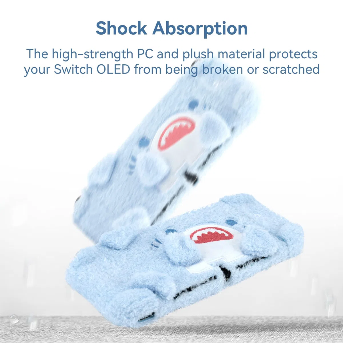 GeekShare Custodia in peluche carina - Custodia antiurto e resistente ai graffi compatibile con la console OLED Switch e - Peluche Squalo