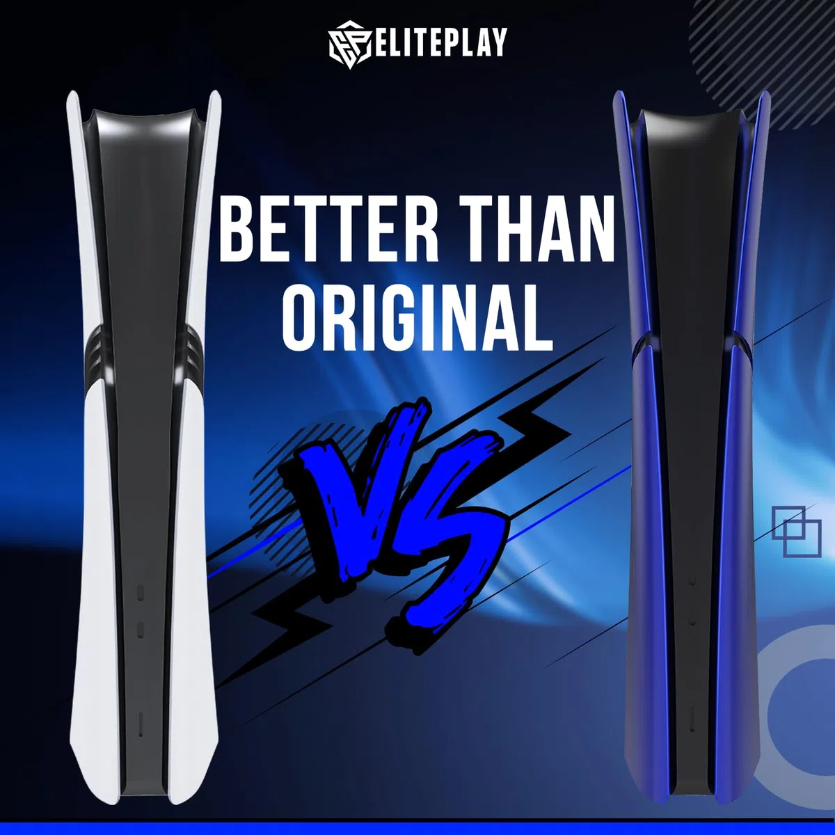 ElitePlay Piastre di Ricambio Cover Frontale Sottile Digitale PS5 Blu Cobalto Slim Edizione Digitale