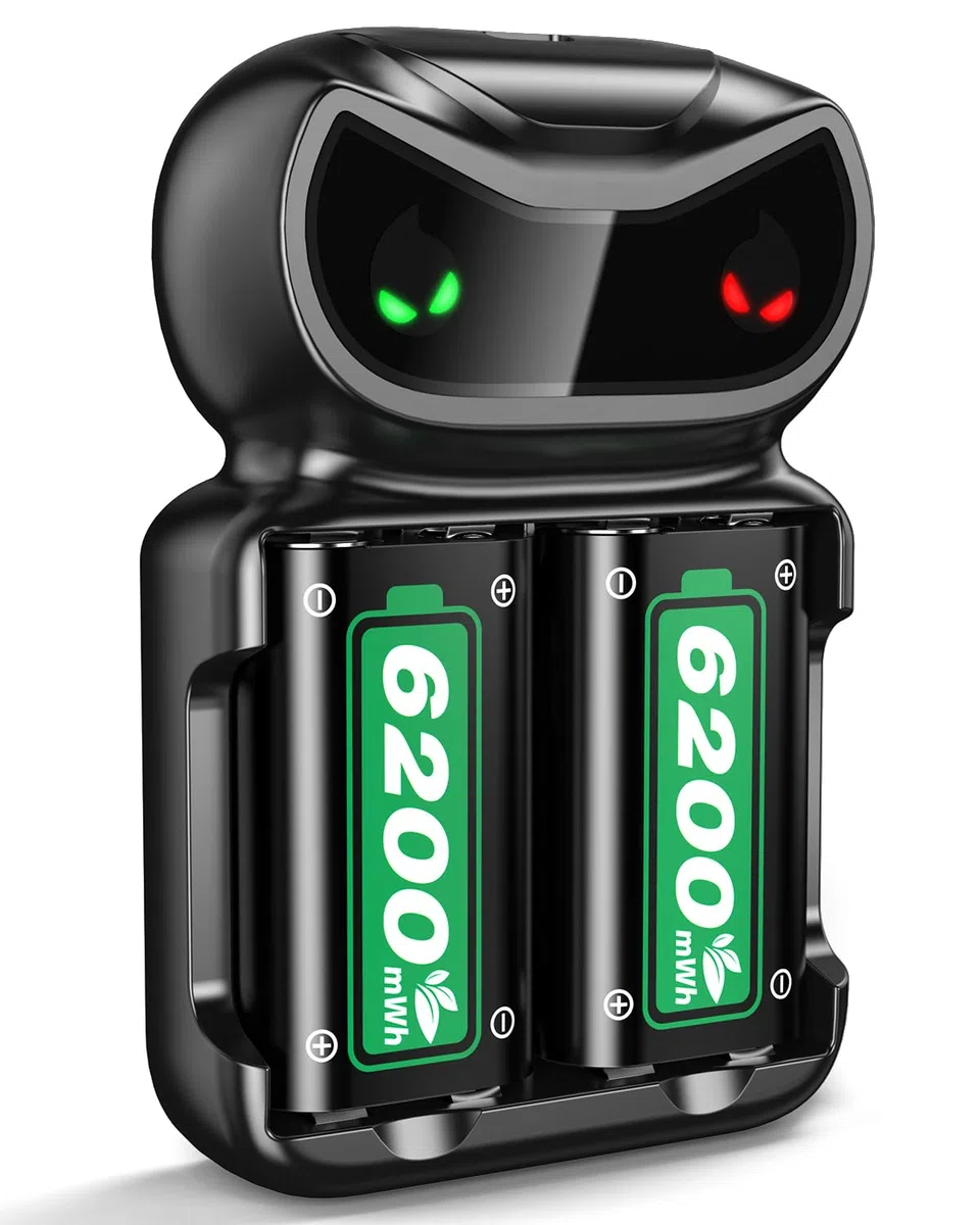 Batteria 6200mWh per Xbox One/Xbox Series X|S, 2 x 6200mWh 2.5H Stazione di Ricarica Rapida per Xbox Series X|S/Xbox One/S/X/Elite Controller