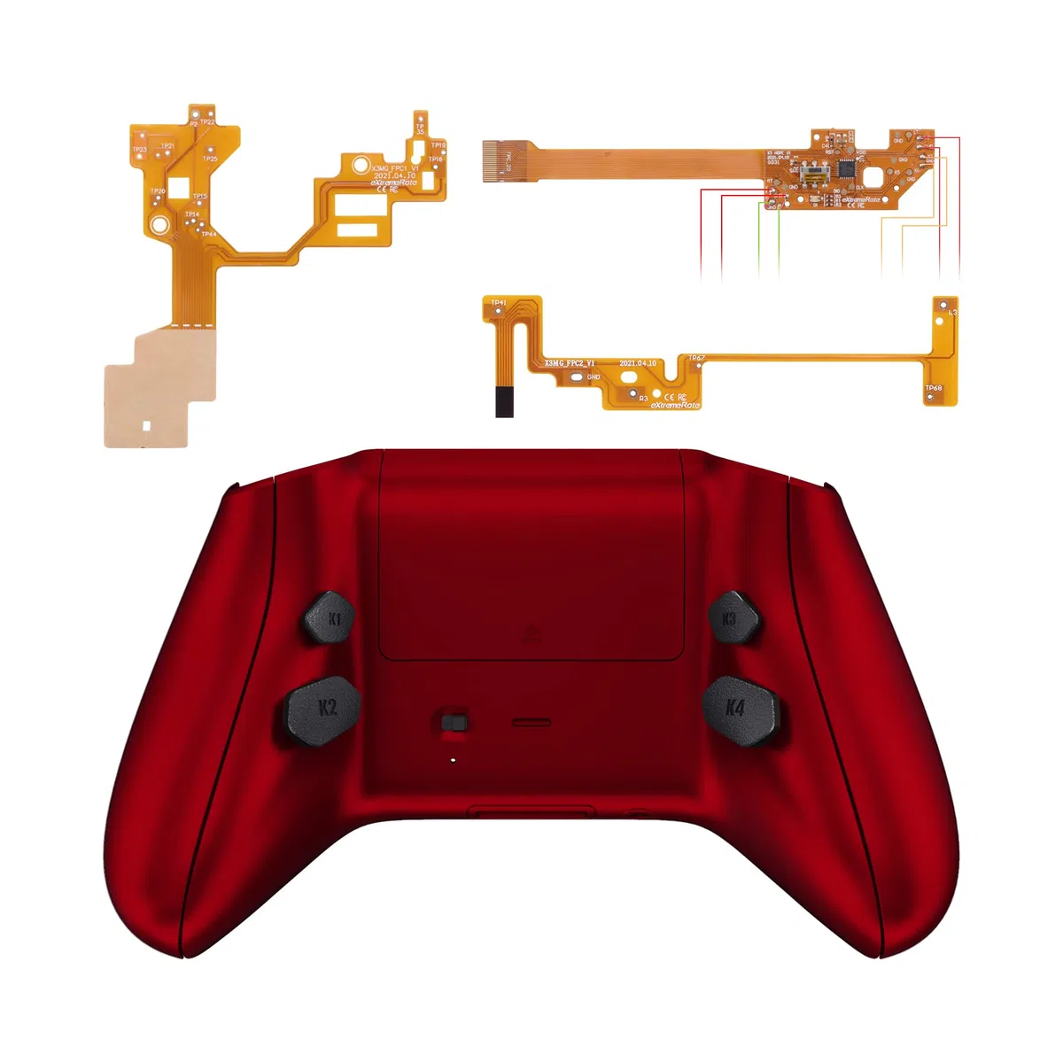 eXtremeRate HOPE Remap Kit Programmabile per Xbox Series X S Controller Scheda&Cover Posteriore&Grip&Tasti Posteriori per Xbox Core Joystick(Model 1914)-Rosso Scarlatto