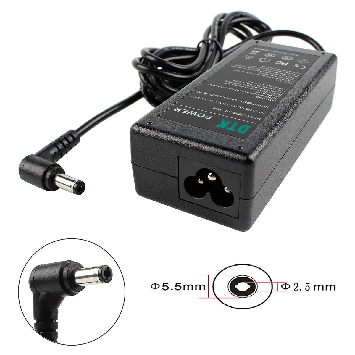 DTK 19V 4.74A 90W PC Portatile Alimentatore caricatore per MSI ASUS Computer Caricatori e alimentatori per Portatili Notebook Adattatore 【5.5 x 2.5mm】（No Compatibile con 4.0 * 1.35mm）