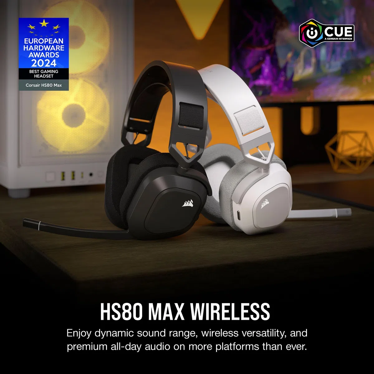 Corsair HS80 MAX Cuffie Gaming Senza Fili Multipiattaforma Grigio Acciaio